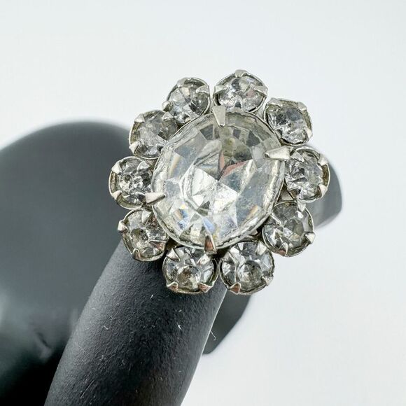 Vintage Georgian Dutch Revival Inspired Rhinestone Ring Dazzling Statement Retro - Picture 2 of 8